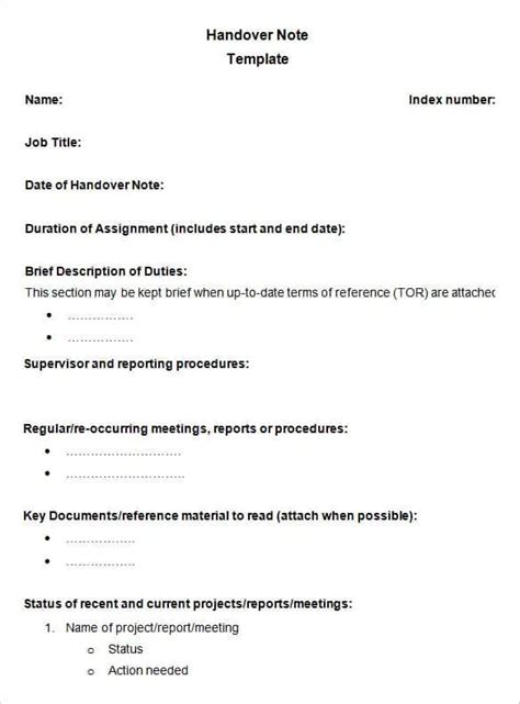 7 Handover Report Templates Word Excel Samples