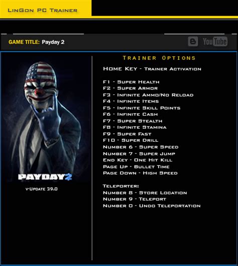 Pc Trainers By Mrantifun Payday 2 V390 Steam Trainer 17 Lingon