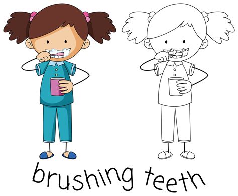 Doodle Graphic Of Brushing Teeth Vector Art At Vecteezy