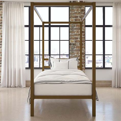 Dhp Modern Twin Metal Canopy Bed In Gold