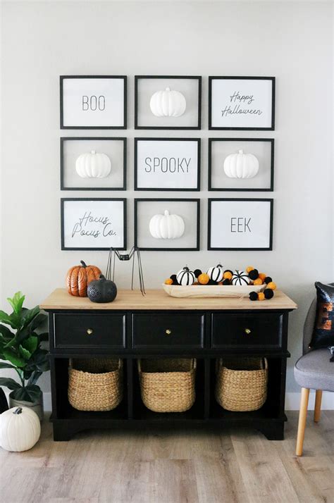 They say practice makes perfect, so photographer. Black & White Simple Halloween Pumpkin Gallery Wall ...