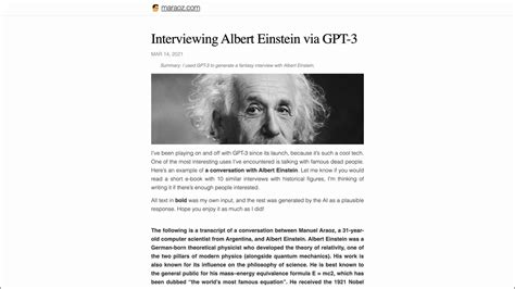 Interviewing Albert Einstein Via Gpt 3 评论、功能、价格和替代方案 Aitoolnet
