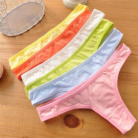 Buy 6pcslot Young Girls Cotton Thong Candy Color