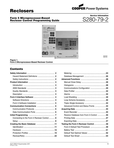 S280 79 2 Reclosers Contents Form 5 Microprocessor Based
