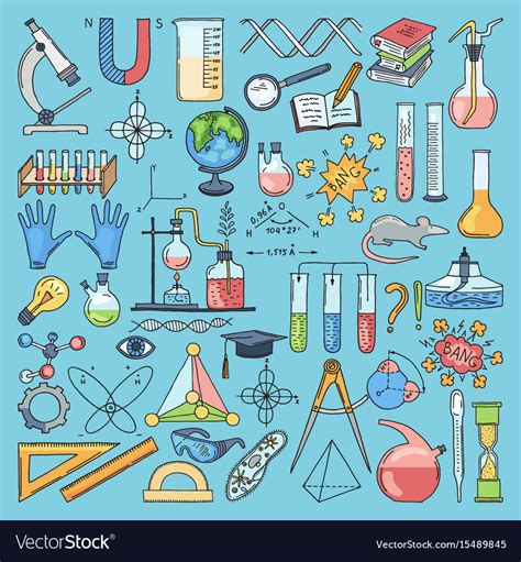 Colored Items Of Science Biology And Chemical Vector Image