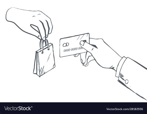 Selling And Buying Item Paying With Card Vector Image