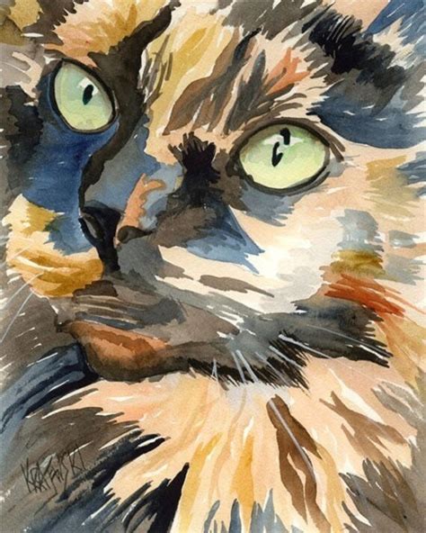Calico Cat Art Print Of Original Watercolor Painting 11x14 Etsy