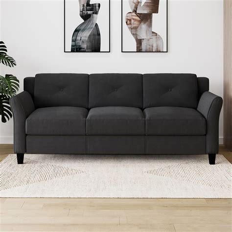 LifeStyle Solutions Hartford Sofa in Black Microfiber ...