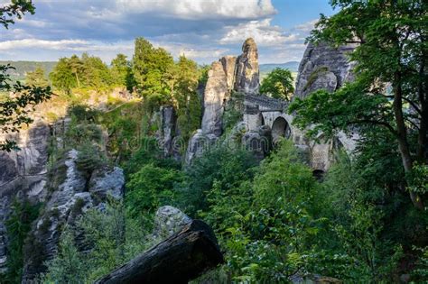 Bastei Bridge In The Rocks Of The National Park Saxon Switzerland