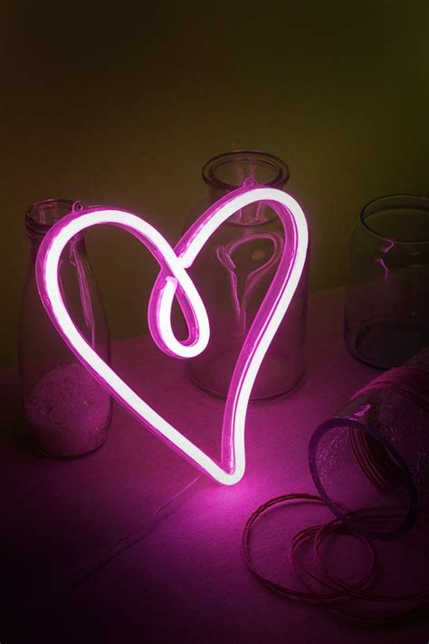 Led Neon Sign Pink Heart Neon Led Sign Pink Heart Neon Wall Etsy
