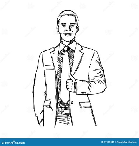 Illustration Vector Doodle Hand Drawn Of Sketch Smiling Business Stock