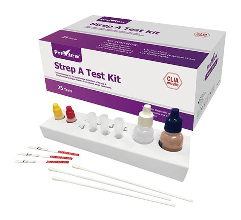 Preview Diagnostics Strep A Test Kit Clia Waived Rapid Test For Group A Strep Antigen Pack Of