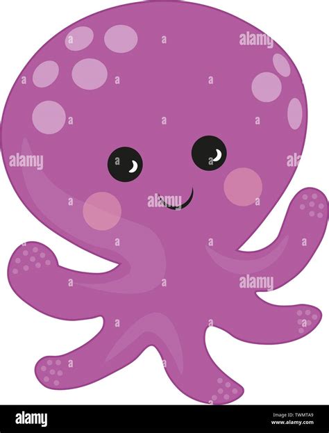Marine Inhabitantpurple Octopus Cartoon Vector Illustration Cute