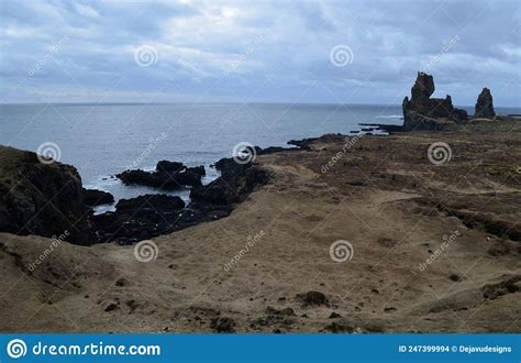 Rural And Remote Londrangar Rock Formation In Iceland Stock Photo