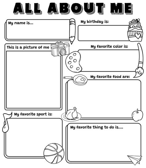 All About Me Worksheet