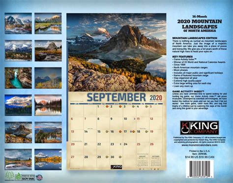 2020 Mountain Landscape Calendar 2020 Mountains Calendar