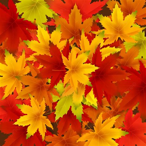 Autumn Falling Leaves Background Template With Red Background Design