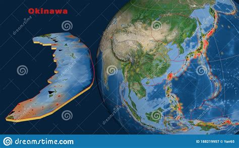 Okinawa Plate Described And Presented Satellite Stock Illustration
