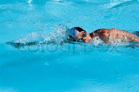 Athletic Man Swimming In The Pool Stock Image Colourbox