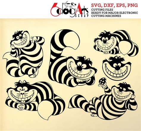 Alice Cheshire Cat Digital Cut Files Svg Dxf Eps Png Etsy