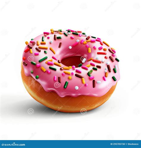 Hyper Realistic Pink Donut With Sprinkles Dullcore Photography Stock