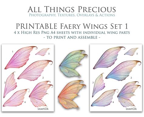 Printable Fairy Wings Set 1 Scrapbooking Clipart Digital Etsy