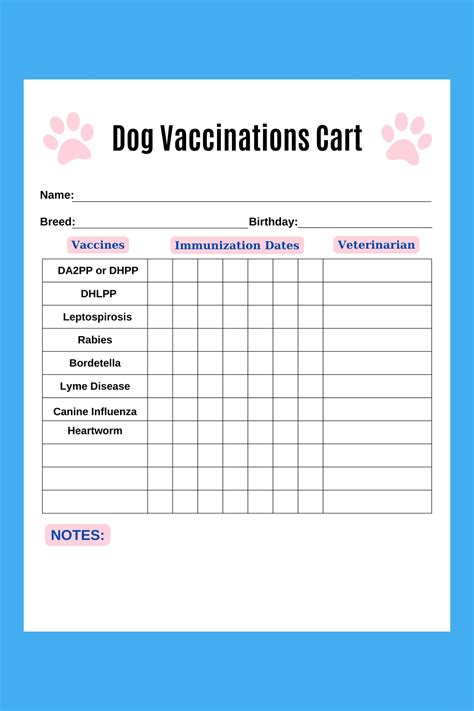 Free Printable Pet Vaccination Record