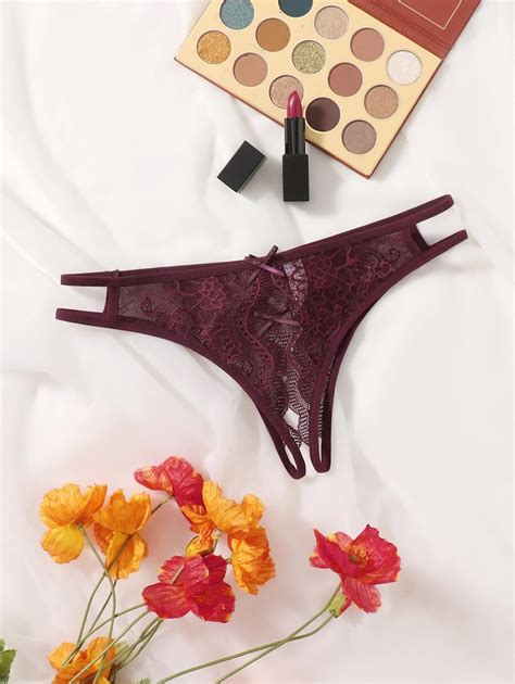 classic sexy floral lace crotchless panty shein usa