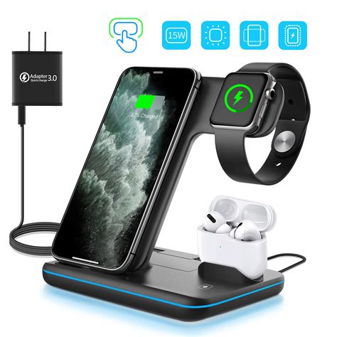 Waitiee Wireless Charger 3 In 1 Qi Certified 15w Fast Charging Station