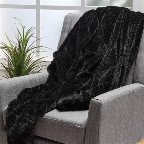 Noble House Lucca Fabric Throw Blanket 50 X 60 Black
