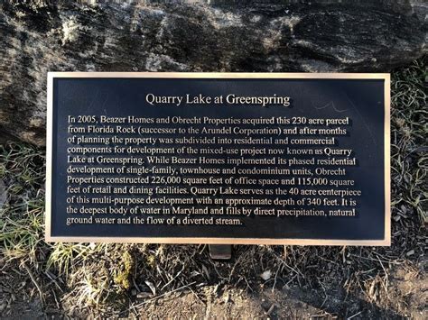 Quarry Lake At Greenspring Historical Marker