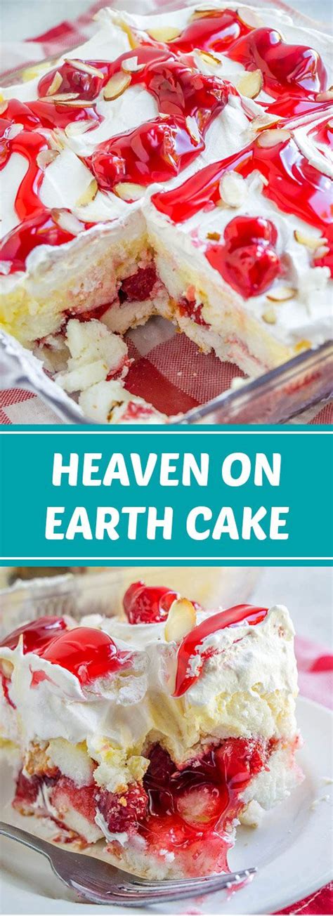 Creamy and decadent, this cherry trifle may be a positive crowd pleaser! Heaven on Earth Cake | Cherry pie recipe, Earth cake ...