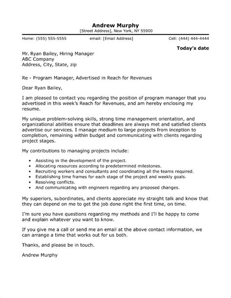 Get templates with templates by onelaunch. Program Manager Cover Letter Sample