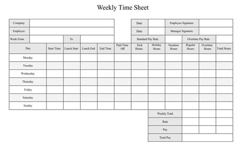 Printable Weekly Time Sheets Tangseshihtzuse Weekly Time Sheet Form