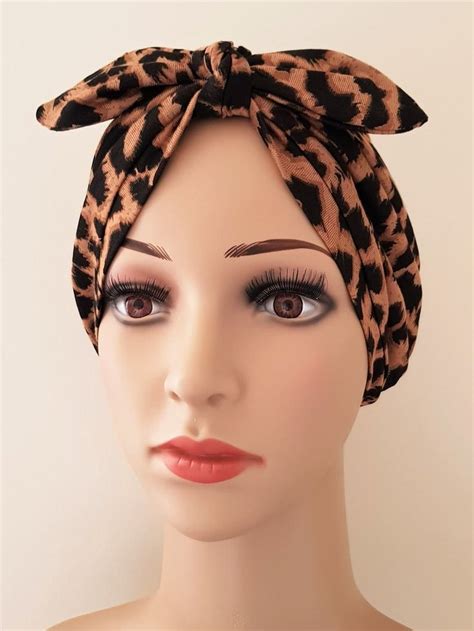 Turban Hat Leopard Print Chemotherapy Turban Alopecia Hair Etsy In Alopecia