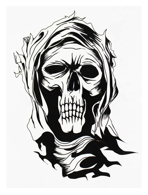 The Grim Reaper In A Tattered Hood Temporary Tattoo