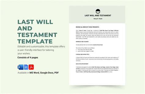 Last Will And Testament Template In Word Free Download