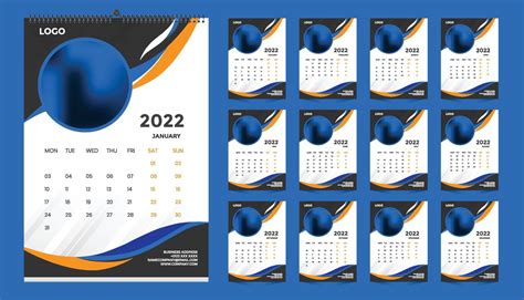 Wall Calendar 2022 Template Design Idea Calendar 2022 2759738 Vector