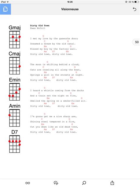 Dirty Old Town Guitar Chords