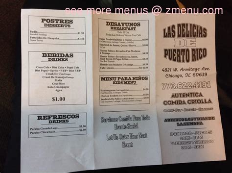 Online Menu Of Las Delicias De Puerto Rico Restaurant Chicago