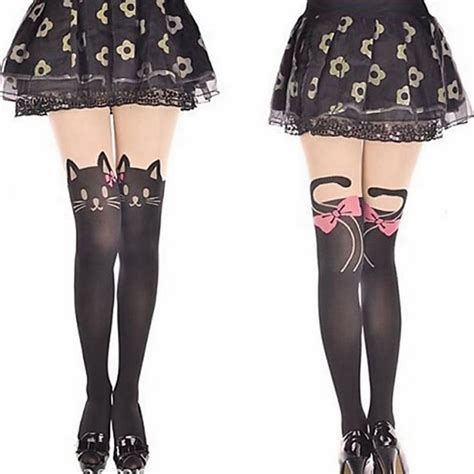 Buy Women Fashion Pink Bow Cat Nylon Tights Girls