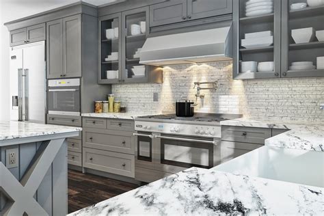 Ours will be similar, except that our cabinetry is a softer and lighter grey colour. Buy Shaker Gray RTA (Ready to Assemble) Kitchen Cabinets ...