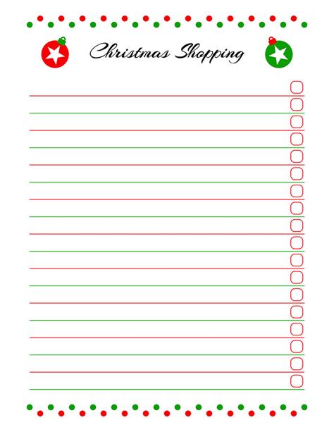 Printable Christmas Shopping List The Digital Download Shop