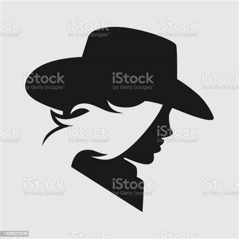 Symbole Du Portrait Cowgirl Sur Fond Gris Vecteurs Libres De Droits Et Plus Dimages