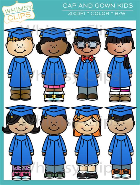 Cap And Gown Kids Clip Art Images And Illustrations Whimsy Clips
