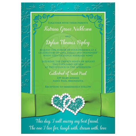 photo collage wedding invitation turquoise lime green