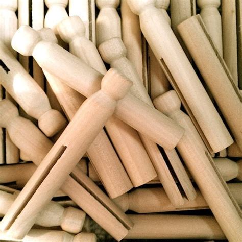 10 Wooden Clothes Pins Wood Clothespin Dolls 375 Inch
