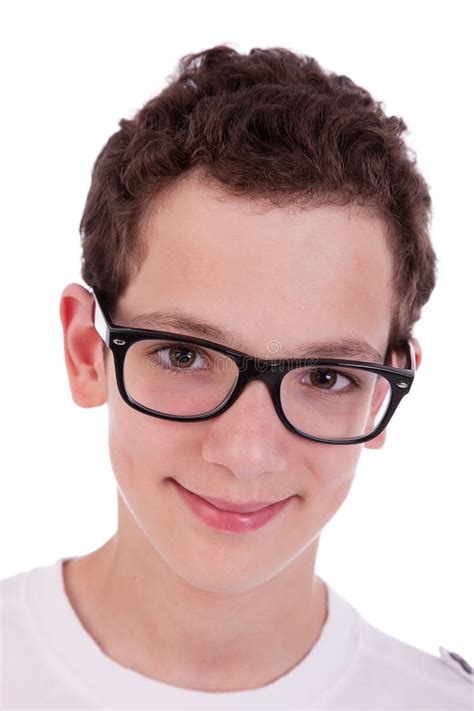Cute Boy With Glasses Smiling Stock Photo Image Of Clothing