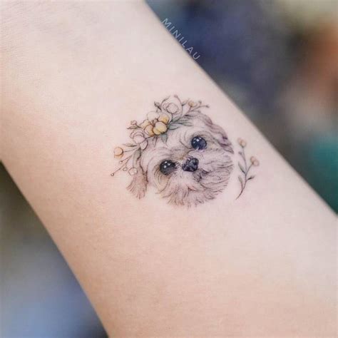 Micro Realistic Maltese Dog Tattooed On Inner Forearm