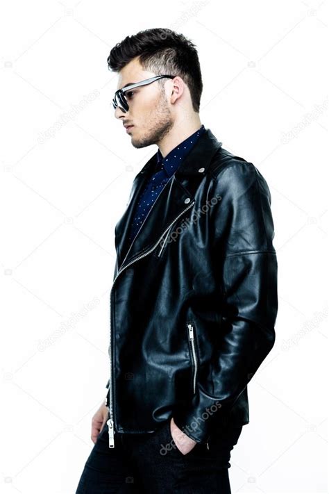 Handsome Guy Wear Leather Jacket Stock Photo Download Image Now 20 29